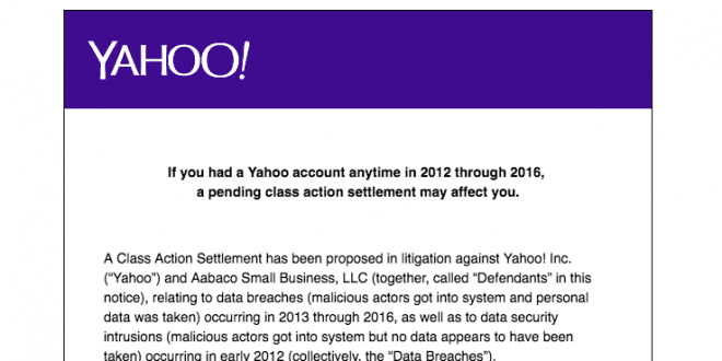 Yahoo Security Breach Proposed Settlement